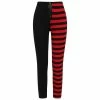 Banned Alternative Leggings - Half Stripes Red