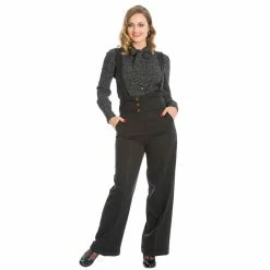 Banned Retro High-Waist Trousers - Her Favourites Black