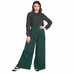 Banned Retro Marlene Trousers - Diamond Green -TheRock Shop banned retro marlene trousers diamond green3