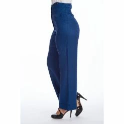 Banned Retro Marlene Trousers - Sassy Blue -TheRock Shop banned retro marlene trousers sassy blue3