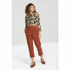 Hell Bunny Marlene Trousers - Ravenwood Brown