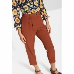Hell Bunny Marlene Trousers - Ravenwood Brown -TheRock Shop hell bunny marlene trousers ravenwood brown3