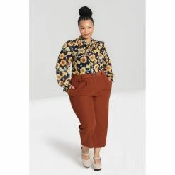Hell Bunny Marlene Trousers - Ravenwood Brown -TheRock Shop hell bunny marlene trousers ravenwood brown4