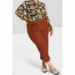 Hell Bunny Marlene Trousers - Ravenwood Brown -TheRock Shop hell bunny marlene trousers ravenwood brown5