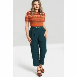 Hell Bunny Marlene Trousers - Ravenwood Petrol