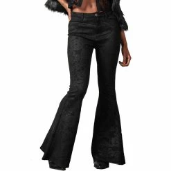 Killstar Bell Bottom Trousers - Black Lily