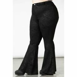 Killstar Bell Bottom Trousers - Black Lily -TheRock Shop killstar bell bottom trousers black lily5