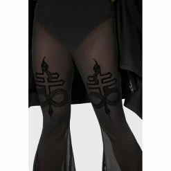 KILLSTAR Bell Bottom Trousers - Serpentine Powermesh -TheRock Shop killstar bell bottom trousers serpentine powermesh5