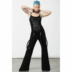 Killstar Denim Flared Trousers - Time Bomb 8 Killstar Denim Flared Trousers - Time Bomb -TheRock Shop killstar denim flared trousers time bomb4