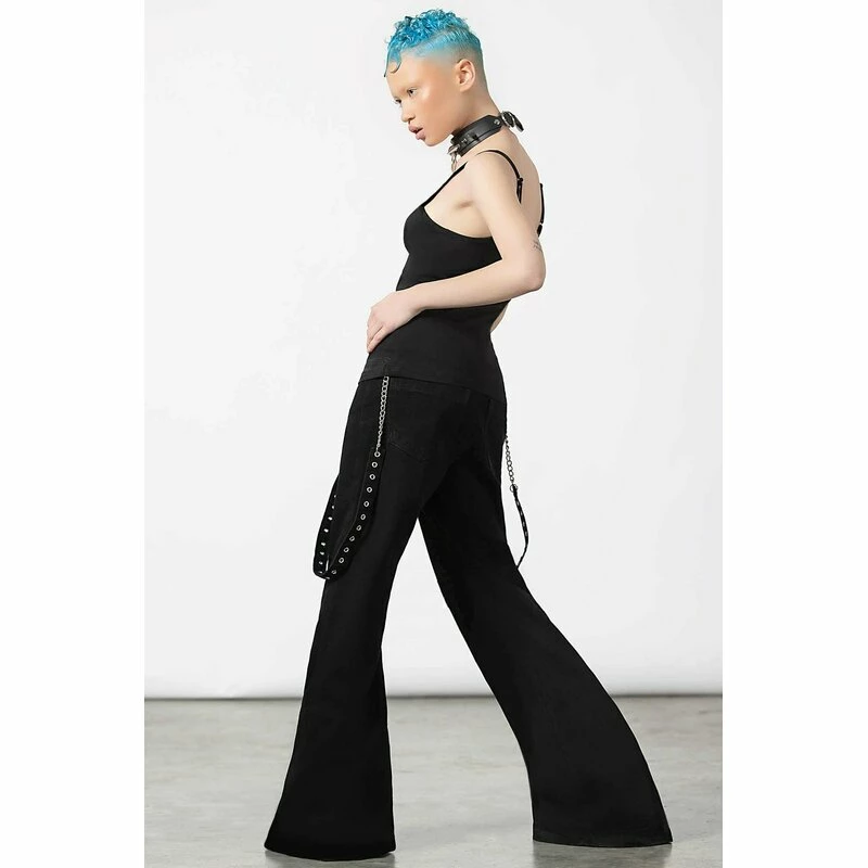Killstar Denim Flared Trousers - Time Bomb 5 Killstar Denim Flared Trousers - Time Bomb - Image 5