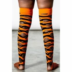 Killstar Knee Socks - Wretched Soul Orange -TheRock Shop killstar knee socks wretched soul orange3