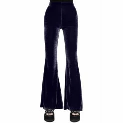 Killstar Velvet Bell Bottom Trousers - Moondance Purple