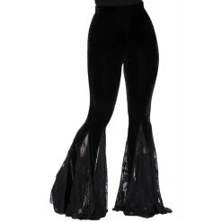 Killstar Velvet Bell Bottom Trousers - Night Stalker