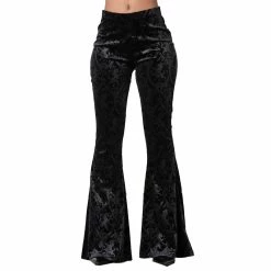 KILLSTAR Velvet Flared Trousers - Dark Dynasty Black