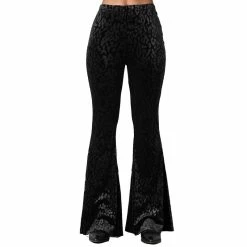 KILLSTAR Velvet Flared Trousers - Ferine Black