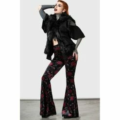 TheRock Shop -TheRock Shop killstar velvet flared trousers glinda2