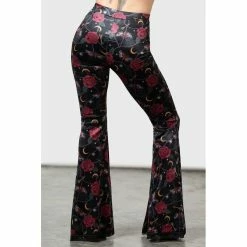 KILLSTAR Velvet Flared Trousers - Glinda -TheRock Shop killstar velvet flared trousers glinda4