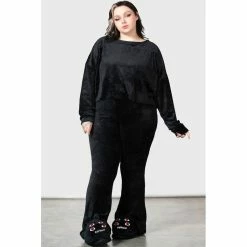 KILLSTAR Velvet Flared Trousers - Lulluspider -TheRock Shop killstar velvet flared trousers lulluspider6