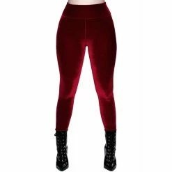 Killstar Velvet Leggings - Hematite Ruby