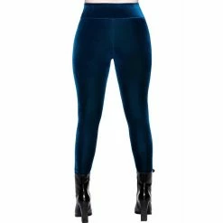 TheRock Shop -TheRock Shop killstar velvet leggings hematite sapphire2