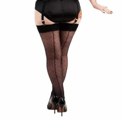 Pamela Mann Stockings - Jive Seamed Dotty Stockings Black/Black