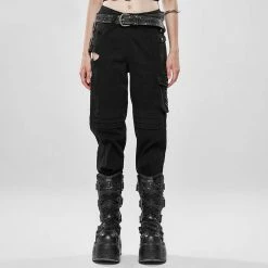 Punk Rave Denim Cargo Trousers - Monstera