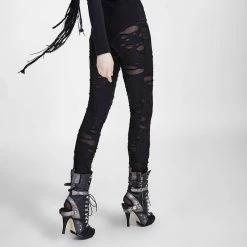 TheRock Shop -TheRock Shop punk rave leggings ripped off 12