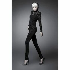 Punk Rave Trousers - Black Damask 10 Punk Rave Trousers - Black Damask -TheRock Shop punk rave trousers black damask5