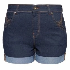 Queen Kerosin Denim Shorts - Dark Blue