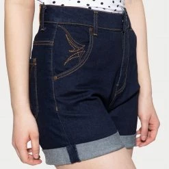 Queen Kerosin Denim Shorts - High Waist -TheRock Shop queen kerosin denim shorts high waist 13