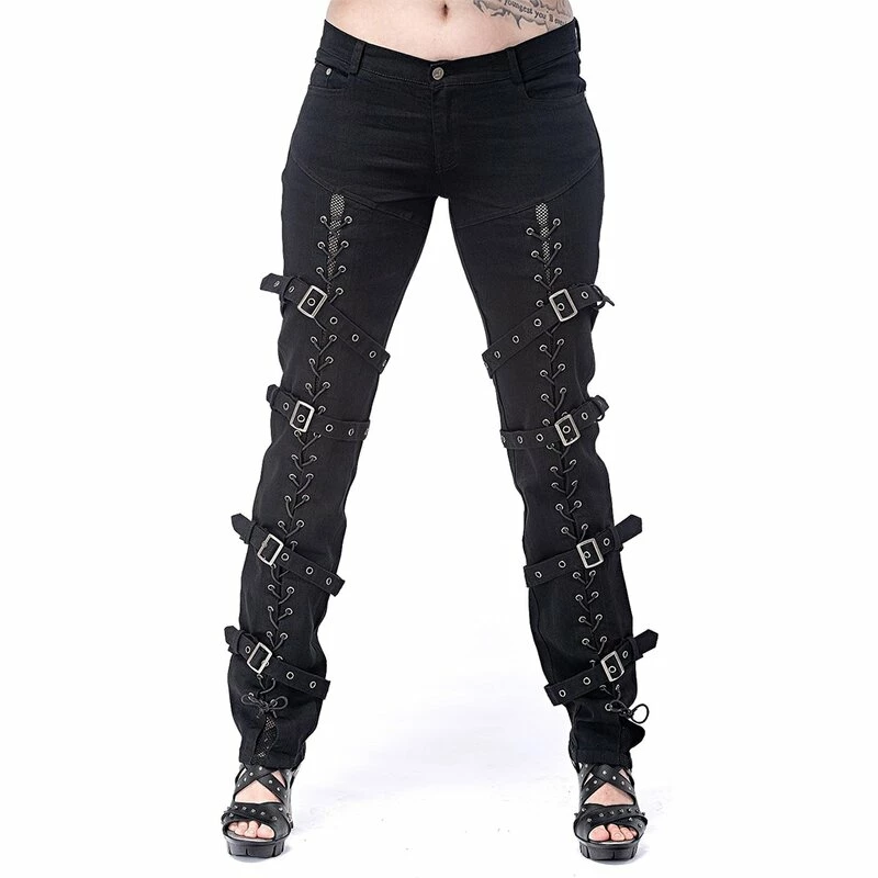 Queen Of Darkness Jeans Trousers - Lacing & Straps 1 Queen Of Darkness Jeans Trousers - Lacing & Straps
