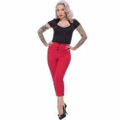 Steady Clothing High Waist Capri Trousers - Sparrow Red